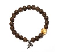 Mala + Rosario + Braccialetto con perline, Bracciale in legno di agar con ciondolo elefante in argento 925 da 8 mm for preghiera e yoga