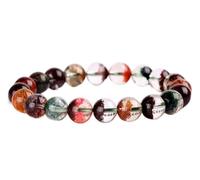 Mala + Rosario + Braccialetto con perline, Bracciale Mala con perline di preghiera, cristallo fantasma multicolore, perline rotonde da 8 mm, polsino elastico, gioielli for chakra