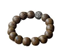Mala + Rosario + Braccialetto con perline, Braccialetto di perline di Buddha Pixiu in legno di agar vietnamita da 14 mm, Mala buddista for preghiera, marrone