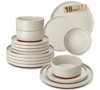 MALACASA 18 Pezzi Servizio Piatti Moderni, Set di Piatti da 6 Persone in Gres con 6 Piatti Piani, 6 Ciotole per Cereali, 6 Piatti da Dessert, Grigio - Serie LEAH