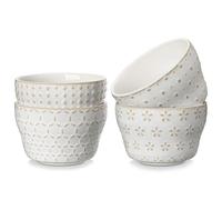 MALACASA 300ML Ciotola da Dessert, Set di 4 Ciotole Cucina in Gres per Snack, Gelato, Macedonia, Adatto per Lavastoviglie e Microonde - Serie LYDIA