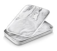 MALACASA Piatti da Portata in Porcellana 30,2 x 18 x 2 cm, Set di 4 Vassoi Rettangolari per Feste e Intrattenimenti, Ideali per Servire Sushi, Antipasti e Dessert, Design a Grigio Marmo