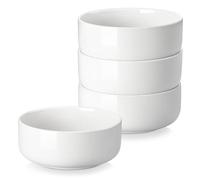 MALACASA Serie LUNA, Set di 4 Ciotole per Cereali 640 ml, Ø 14,7 x 6 cm, Ciotole in Porcellana Elegante, Ideali per Colazione e Dessert, Adatte per Lavastoviglie e Microonde, Bianco