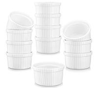 MALACASA, Serie Ramekin.Dish, 12 Pezzi di Ciotoline quadrate per aperitivo/per antipasto/per i Dolci/per Salse/per merenda, Stampi da Forno per pasticeria, in Ceramica Bianca