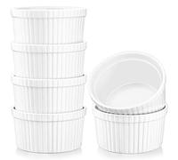 MALACASA, Serie Ramekin.Dish, 6 Pezzi di Ciotoline Rotonde per aperitivo/per antipasto/Pirottini da Forno in Ceramica/Porcellana Bianca, Dimensione: 190 ml, 9 x 9 x 5 cm