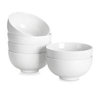 MALACASA Serie REGULAR, 6 Ciotole per Cereali in Porcellana Bianca da 780 ml, Ciotole Rotonde per la Colazione (15,2 cm), Ideali per Zuppe, Insalate e Riso