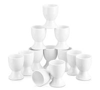 MALACASA Serie REGULAR, Set di 12 Portauova in Porcellana, 4,8 x 6,6 cm, Design Classico e Semplice, Perfetti per la Colazione e l'Uso Quotidiano, Bianco Crema