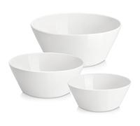 MALACASA Serie REGULAR, Set di 3 Grande Ciotola Scodella Ceramica da 1050 ml, 1700ml, 3150ml, Insalatiera Ceramica per ramen, cereali, insalata, frutta, Bianco
