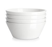 MALACASA Serie REGULAR, Set di 4 Grande Ciotola Scodella Ceramica da 1700 ml, Insalatiera Ceramica per ramen, cereali, insalata, frutta, lavabili in lavastoviglie e adatte al microonde, Bianco