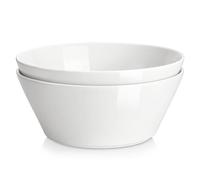 MALACASA Serie REGULAR, Set di 4 Grande Ciotola Scodella Ceramica da 3150 ml, Insalatiera Ceramica per ramen, cereali, insalata, frutta, lavabili in lavastoviglie e adatte al microonde, Bianco
