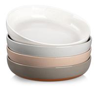 MALACASA Serie TARA - Set di 4 Ciotole per Pasta in Gres, 23,1 x 5 cm, 1380 ml, Design con Smalto Effetto Sesamo, Piatti Fondi per Pasta e Insalata, Multicolore