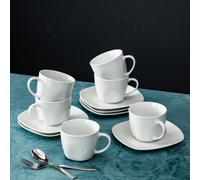 MALACASA Series Elisa Ivory White China Ceramic Porcelain Drinkware Coffee Tea Cup Service Set con tazze e piattini da 6 pezzi
