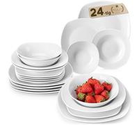 MALACASA Servizio Piatti 6 Persone, 24 Pezzi Set Piatti Bianchi In Porcellana