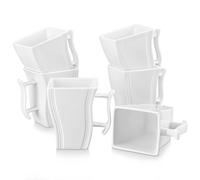 MALACASA Set da 6 pezzi per servizio caffè bianco e marmo Tazze da caffè quadrate in porcellana bianca crema Tazza da tè da 5,5 pollici 500ML per 6 persone