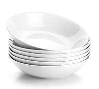 MALACASA Set di 6 Ciotole in Porcellana da 900 ml, 20,6 x 4,8 cm, Insalatiere Eleganti e Resistenti, Perfette per Pasta, Zuppe, Insalate e Dolci, Adatte a Microonde e Lavastoviglie, Colore Bianco