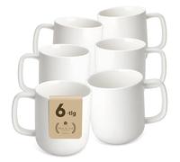 MALACASA Set di 6 Tazzine Caffe, 300 ml Set Tazzine Caffè in Porcellana Bianca, Grande Tazza Mug per Colazione, The, Latte, Coffee - Serie LUNA