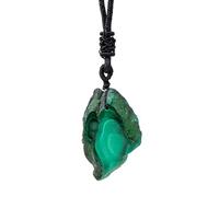 Malachite Pendant Chain - Natural Stone Locket, Polished Mineral Charm, Lightweight Hanging Accessory, Secure Thread Fastening | Boutique Collection, Menimalist Attire Match, Special Occasion Present