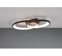 MALAGA PLAFONIERA DOPPIA ELLISSE METALLO NERO L. 58CM LED 25W 2900lm, 3000K
