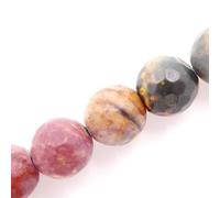Malahill Faceted Gemstone Beads for Jewelry Making, Sold per Bag 5 Strands Inside (red Picasso Jasper, 6mm)