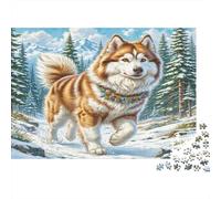 Malamute dell’Alaska - Carta spessa e resistente - Incrocio di Husky che corre nella foresta innevata - Puzzle - Regalo per bambini per principianti - 52x38cm/1000 pezzi
