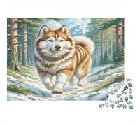 Malamute dell’Alaska - Carta spessa e resistente - Incrocio di Husky che corre nella foresta innevata - Puzzle - Per principianti - Attività rilassante - 70x50cm/1000 pezzi