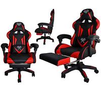 MALATEC 8978 - Sedia da ufficio con poggiapiedi, ergonomica, colore: nero/blu/rosso/arancione nero/rosso