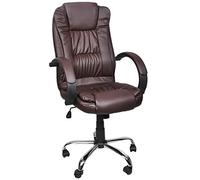 MALATEC Sedia da ufficio girevole ergonomica con rivestimento in ecopelle, colore nero/bianco/marrone 8983