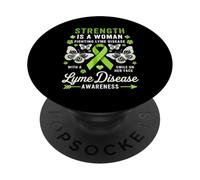 Malattia Di Lyme Consapevolezza Donne Farfalla Malattia Di Lyme Verde PopSockets PopGrip Adesivo