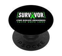 Malattia di Lyme Sopravvissuto - Nastro Verde Malattia di Lyme Consapevolezza PopSockets PopGrip Adesivo