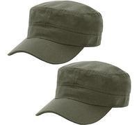 Malaxlx Confezione da 2 cappelli militari da uomo e donna, regolabili, in cotone, con parte superiore piatta, Verde militare, Taglia unica