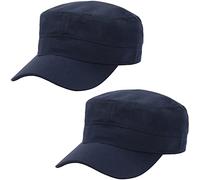 Malaxlx Confezione da 2 cappelli militari da uomo e donna, regolabili, in cotone, con parte superiore piatta, Blu navy, Taglia unica