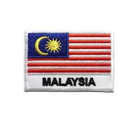 Malaysia Bandiera - Toppe Termoadesive Patch Toppa Ricamate, Misura: 5,1 x 7,1 cm, Farbvariante:bianco