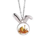 Malaysia Kuala Lumpur - Collana con ciondolo a forma di coniglietto ad acquerello, idea regalo