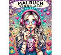 Malbuch Coole Mädchen Geschenk ab 12 Jahren: Beschäftigungsbuch mit 50 Motiven (Portraits, Pferde, Muster, Tiere) für Mädchen und Teenager | Malen ab 12