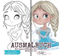 Malbuch mit handgemalten niedlichen Motiven: Ausmalbuch für Kinder - Prinzessinen - niedliche Tiere - Comic / für Kinder ab 2 Jahre
