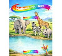 Malbuch mit Herz - Savannentiere: ab 3 Jahre