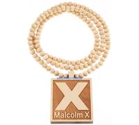 Malcolm X Collana Nuova Tutti Legno Ciondolo Con 91.4cm Lungo Perline di Catena