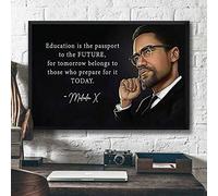 Malcolm X Poster Education Is The Passport To The Future Poster Malcolm X Ritratto Malcolm X Citazione Vintage Poster Diritti Civili Divertente Regalo Segnale Metallo 20,3 x 30,5 cm