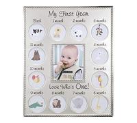 Malden International Designs My First Years in Rilievo Due tonalità Argento Metallo Cornice, 3 Opzione, 1 - 3.5 x 4 & 12 - 1 x 1, Argento