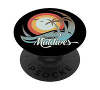 Maldive Palme Onda Spiaggia di sabbia bianca Ricordo PopSockets PopGrip Adesivo