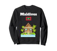 Maldive souvenir bungalow sull'acqua palma bandiera delle Maldive Felpa