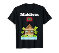 Maldive souvenir bungalow sull'acqua palma bandiera delle Maldive Maglietta