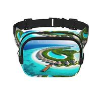 Maldives Scenery - Marsupio quadrato a doppio strato con cinghia regolabile per attività all'aperto, nero, taglia unica, Nero , Taglia unica