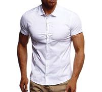 Male Camicia a maniche corte in cotone, slim fit, da uomo, elastica, slim fit, per il tempo libero, da uomo, camicia a risvolto, camicie estive da uomo, Bianco #3, L