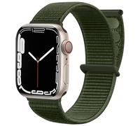 Maledan Cinturino Nylon Compatibile con Apple Watch 42mm 44mm 45mm 49mm 40mm 41mm, Regolabile per iWatch Series 9 8 7 6 5 4 3 SE, Verde Militare
