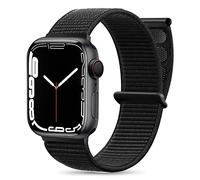 Maledan Nylon Cinturino Compatibile con Apple Watch Cinturino 42mm 44mm 45mm 46mm 49mm 38mm 40mm 41mm, Regolabile Sport Band per iWatch Series 11 10 9 8 7 6 5 4 3 SE, 42mm/44mm/45mm/49mm, Nero
