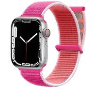 Maledan Nylon Cinturino Compatibile con Apple Watch, Regolabile per iWatch Series 9 8 7 6 5 4 3 2 1 SE, 38mm/40mm/41mm, Melograno