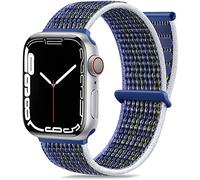 Maledan Nylon Cinturino Compatibile con Apple Watch, Regolabile per iWatch Series 9 8 7 6 5 4 3 SE, 42mm/44mm/45mm/49mm, Blu Tempesta