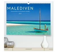 Malediven - Traumstrände im türkisblauen Paradies (hochwertiger Premium Wandkalender 2027 DIN A2 quer), Kunstdruck in Hochglanz: Erleben Sie die ... Booten. Ein Kalender voller Fernweh, tropi