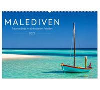 Malediven - Traumstrände im türkisblauen Paradies (Wandkalender 2027 DIN A2 quer), CALVENDO Monatskalender: Erleben Sie die traumhafte Schönheit der ... Booten. Ein Kalender voller Fernweh, tropi
